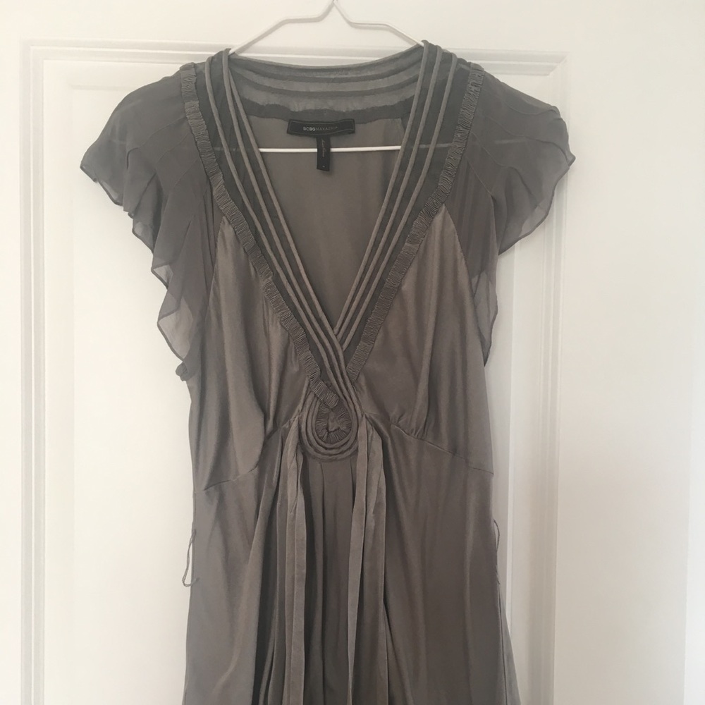 BCBG Max Azria grey silk blouse